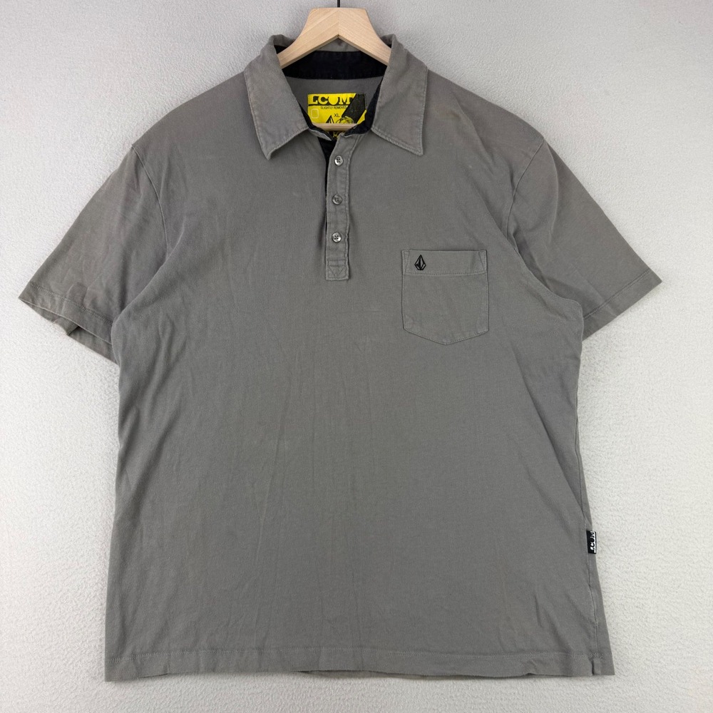 Volcom Slightly Removed Polo Shirt Mens XL Gray Skate‎ Surf Pocket Short Sleeve